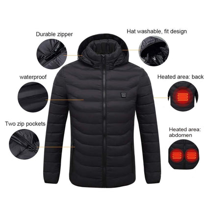 19 Zone 4 Control Black USB Winter Electric Heated Jacket Warm Thermal Jacket, Size: M - Down Jackets by buy2fix | Online Shopping UK | buy2fix