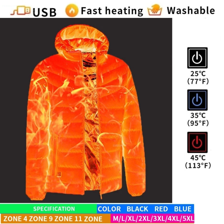 11 Zone Double Control Black USB Winter Electric Heated Jacket Warm Thermal Jacket, Size: XL - Down Jackets by buy2fix | Online Shopping UK | buy2fix