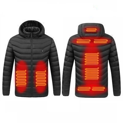 9 Zone Black USB Winter Electric Heated Jacket Warm Thermal Jacket, Size: L - Down Jackets by buy2fix | Online Shopping UK | buy2fix