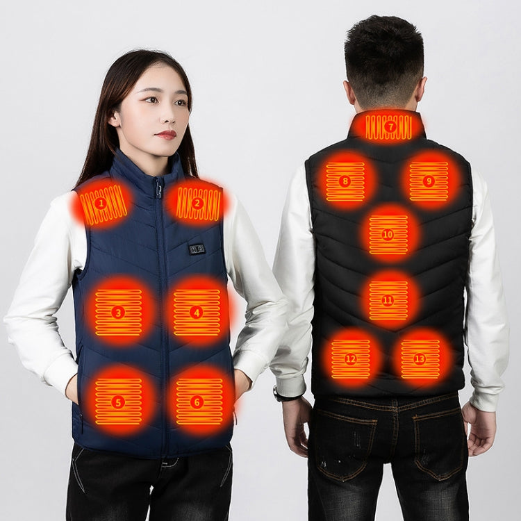 11 Area Double Control Blue USB Electric Heating Undershirt Intelligent Warm Vest(3XL) - Down Jackets by buy2fix | Online Shopping UK | buy2fix