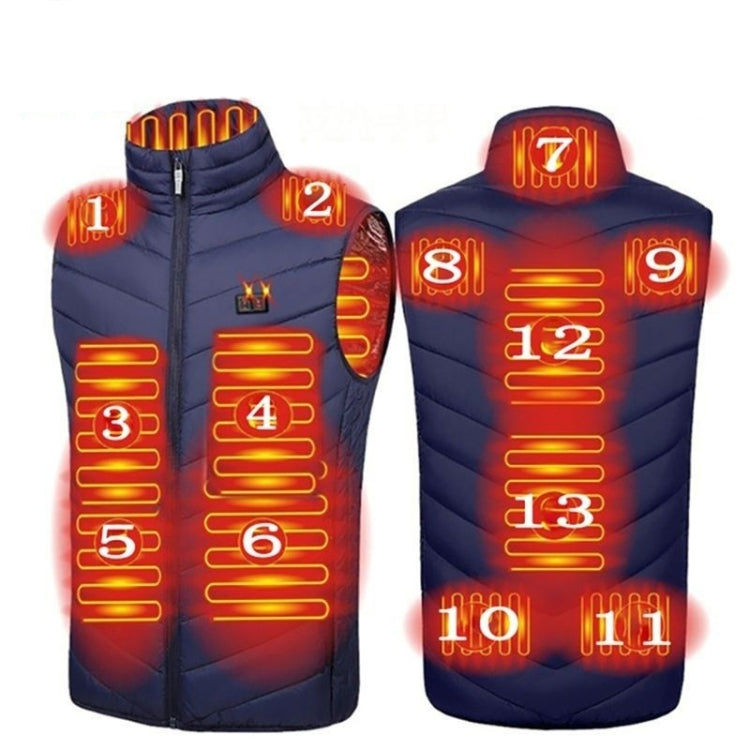 13  Area Double Control  Blue USB Electric Heating Undershirt Intelligent Warm Vest(6XL) - Down Jackets by buy2fix | Online Shopping UK | buy2fix