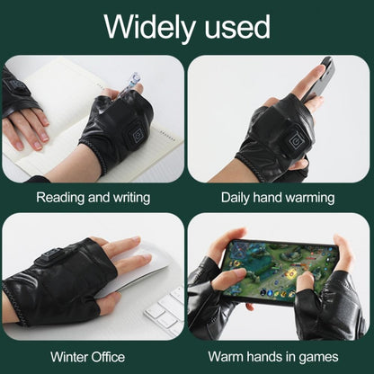 1 Pair Adjustable Temperature Rechargeable Intelligent Electric Heating Gloves Half Finger Gloves, Size: L(Black) - Safety Gloves by buy2fix | Online Shopping UK | buy2fix