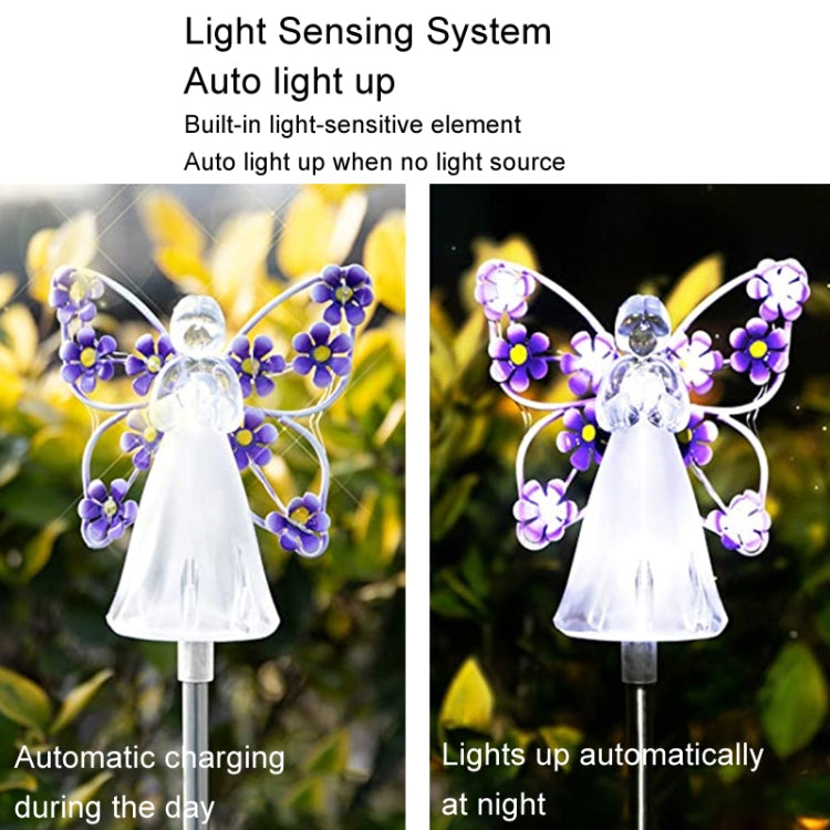 Solar Angel Garden Light Outdoor Decoration Patio Garden Ground Plug Light(Purple) - Solar Lights by buy2fix | Online Shopping UK | buy2fix