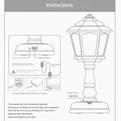 GIVELONG Retro Table Lamp USB Charging Small Night Light, Style: 321-1 Red - Bedside Light by GIVELONG | Online Shopping UK | buy2fix