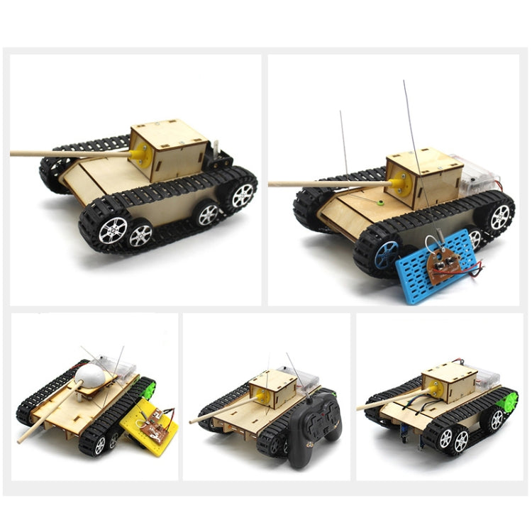 Wooden Electric Simulation Crawler Tank DIY Toy Assembly Model,Spec: No. 1 Single Motor Remote Control Edition - Puzzle Toys by buy2fix | Online Shopping UK | buy2fix