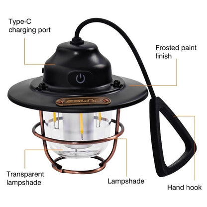 Outdoor Lighting Camping Light USB Rechargeable Horse Lantern(Apricot) - Camping Lighting by buy2fix | Online Shopping UK | buy2fix