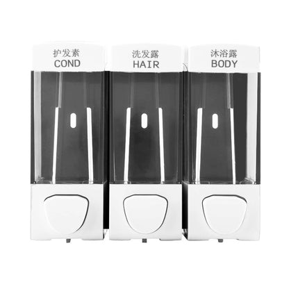 Three Head Wall Mounted Manual Press Soap Dispenser Shampoo Bottle Hand Wash Body Wash Dispenser, Color: White - Soap Dispenser by buy2fix | Online Shopping UK | buy2fix