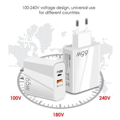 A502 65W USB-C/Type-C+USB Dual Port GaN Charger QC3.0 Laptop Universal Charger UK Plug Black - USB Charger by buy2fix | Online Shopping UK | buy2fix