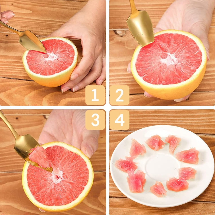 Stainless Steel Scraper Spoon Fruit Grapefruit Spoon Baby Digging Ball Spoon, Color: Gold - Cutlery Sets by buy2fix | Online Shopping UK | buy2fix