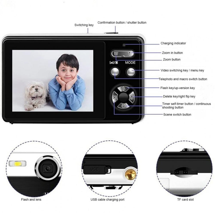 2.4 Inch IPS Screen 40 Million Pixel Digital Camera 16X Digital Zoom Video Macro Portable Camera(Black Standard) - Children Cameras by buy2fix | Online Shopping UK | buy2fix