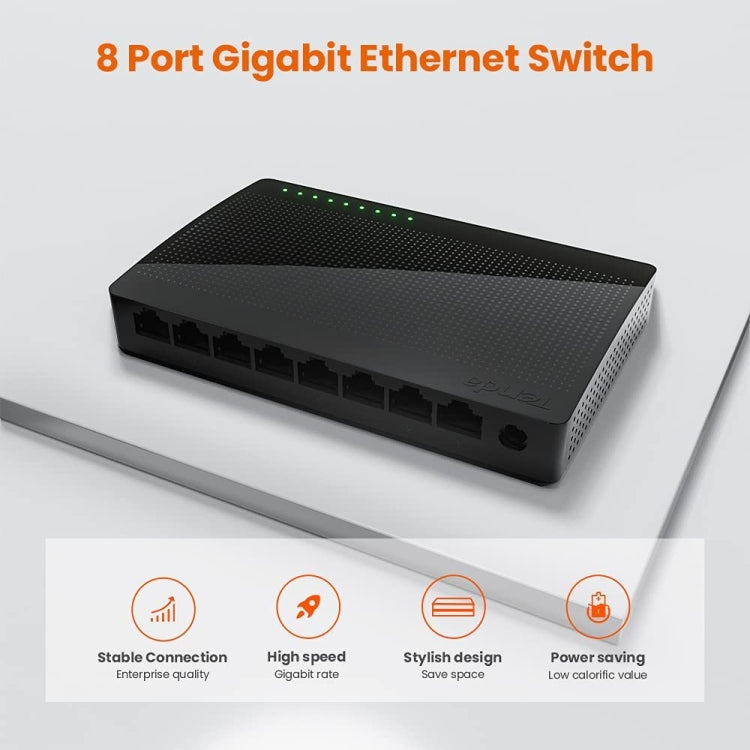 Tenda SG108 100/1000M Desktop Network Switch 8 Port Gigabit Desktop Switch Ethernet Switch LAN Hub(US Plug) - Network Hubs by Tenda | Online Shopping UK | buy2fix