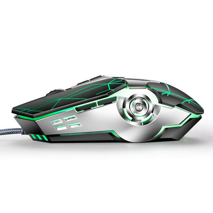K-Snake Q7 Game Wired 7 Color Illuminated USB 4000 DPI Mechanical Mouse(Silver Gray) - Wired Mice by K-Snake | Online Shopping UK | buy2fix