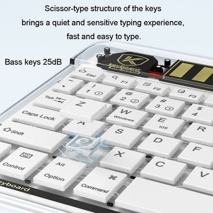 Transparent Lighting Bluetooth Keyboard 10 Inch Wireless Silent Keypad(White) - Universal Keyboard by buy2fix | Online Shopping UK | buy2fix