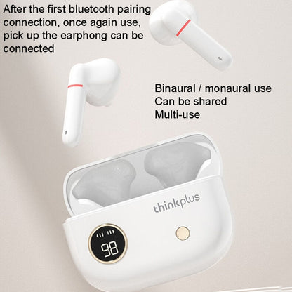 Lenovo Thinkplus XT86 Semi-In-Ear Wireless Bluetooth Earphones With Digital Display Charging Compartment(White) - Bluetooth Earphone by Lenovo | Online Shopping UK | buy2fix