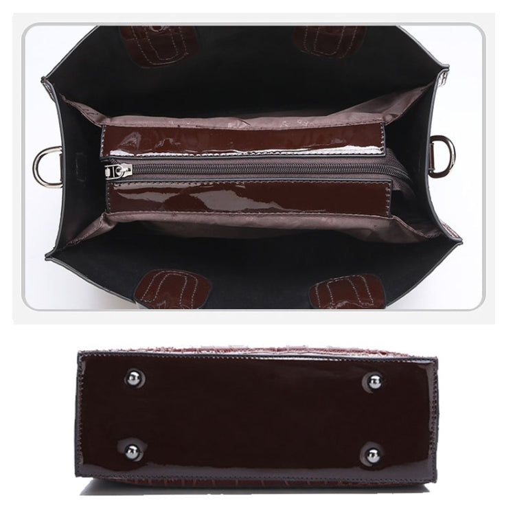 3-in-1 Women Handbag Simple Versatile Crocodile Pattern Large Shoulder Bag(Brown) - Handbags by buy2fix | Online Shopping UK | buy2fix
