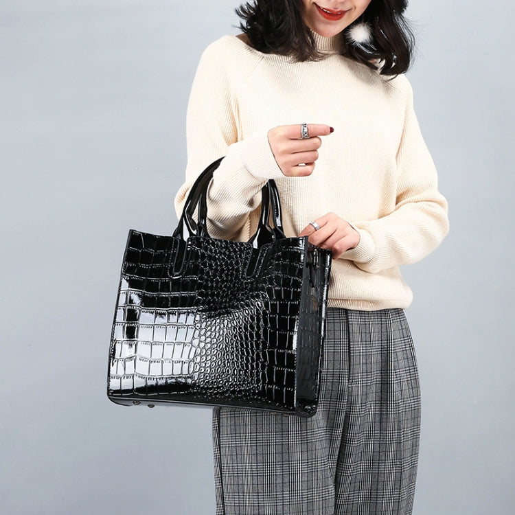 3-in-1 Women Handbag Simple Versatile Crocodile Pattern Large Shoulder Bag(Brown) - Handbags by buy2fix | Online Shopping UK | buy2fix
