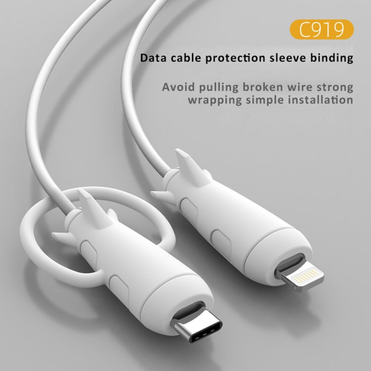 Data Line Protector For IPhone USB Type-C Charger Wire Winder Protection, Spec: Small Head Band +USB Head White - Cable Organizer by buy2fix | Online Shopping UK | buy2fix