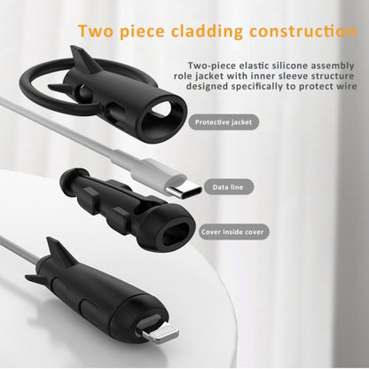 Data Line Protector For IPhone USB Type-C Charger Wire Winder Protection, Spec: Small Head Band +USB Head Black - Cable Organizer by buy2fix | Online Shopping UK | buy2fix