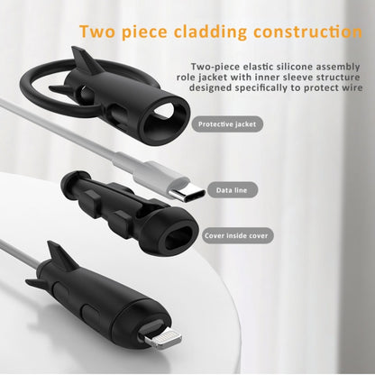 Data Line Protector For IPhone USB Type-C Charger Wire Winder Protection, Spec: Microcephaly +Small Head Band Black - Cable Organizer by buy2fix | Online Shopping UK | buy2fix