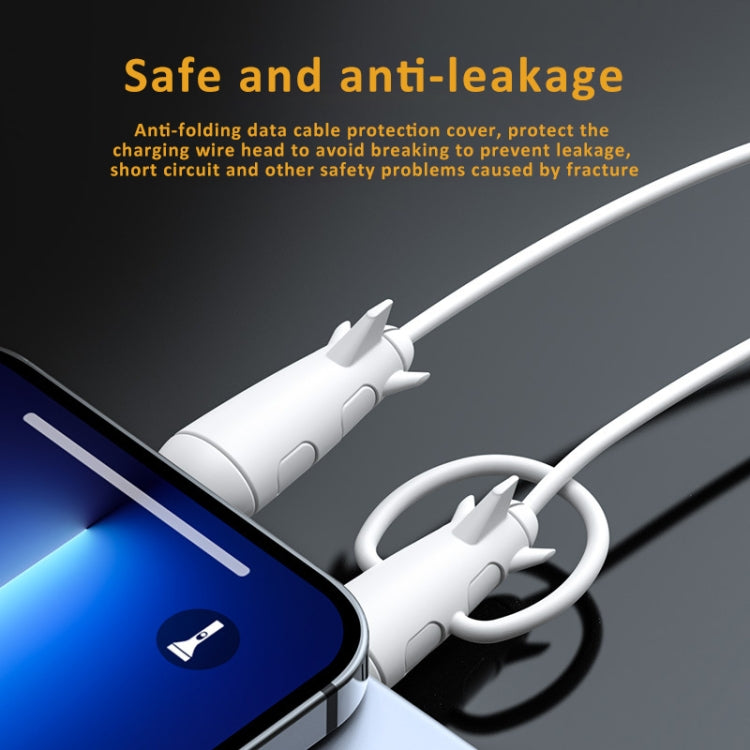 Data Line Protector For IPhone USB Type-C Charger Wire Winder Protection, Spec: Small Head Band +USB Head White - Cable Organizer by buy2fix | Online Shopping UK | buy2fix