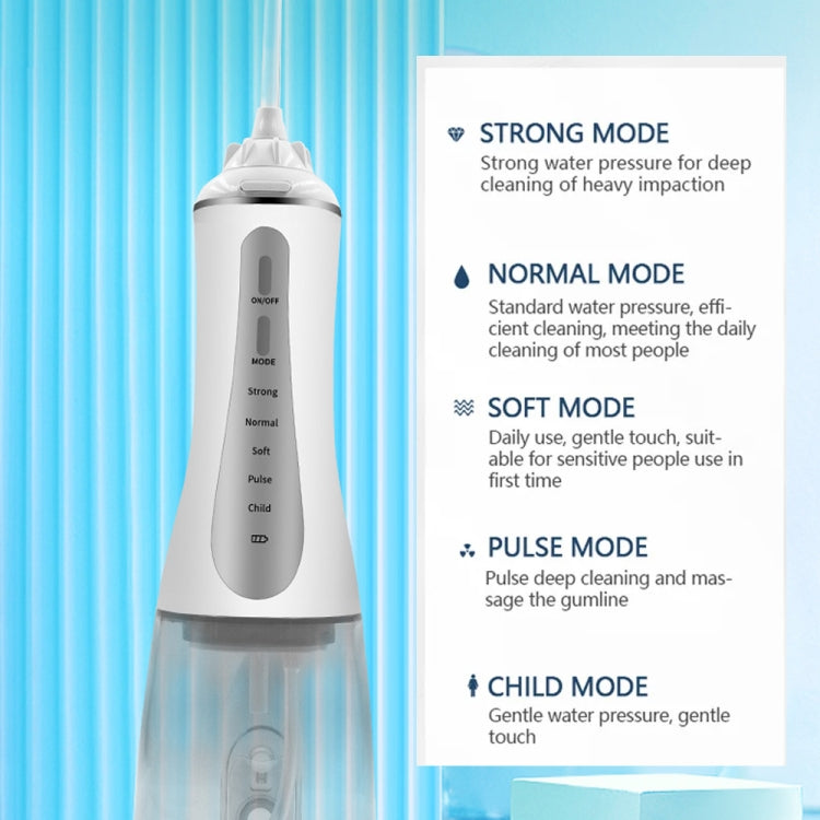 350ML Water Tank Oral Irrigator Rechargeable 5 Gear Adustable Water Flosser, Spec: White+Blue Tank - Oral Irrigators by buy2fix | Online Shopping UK | buy2fix