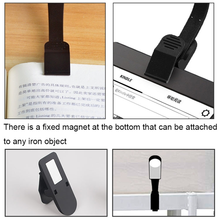 USB Charging Stepless Dimming LED Clip Light Dormitory Bedside Magnetic Reading Lamp(Black) - Desk Lamps by buy2fix | Online Shopping UK | buy2fix