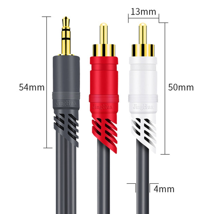 JINGHUA 3.5mm To 2RCA Audio Cable Game Console Outdoor Audio Connection Cable, Size: 20m(Grey) - RCA Cable by JINGHUA | Online Shopping UK | buy2fix