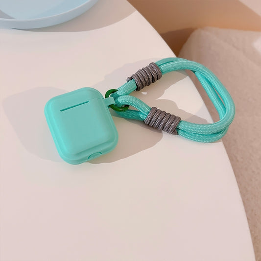 For AirPods 2  / 1 Dopamine Contrast Color Silicone Earphone Cover With Hand Strap(Green) - For AirPods 1/2 by buy2fix | Online Shopping UK | buy2fix