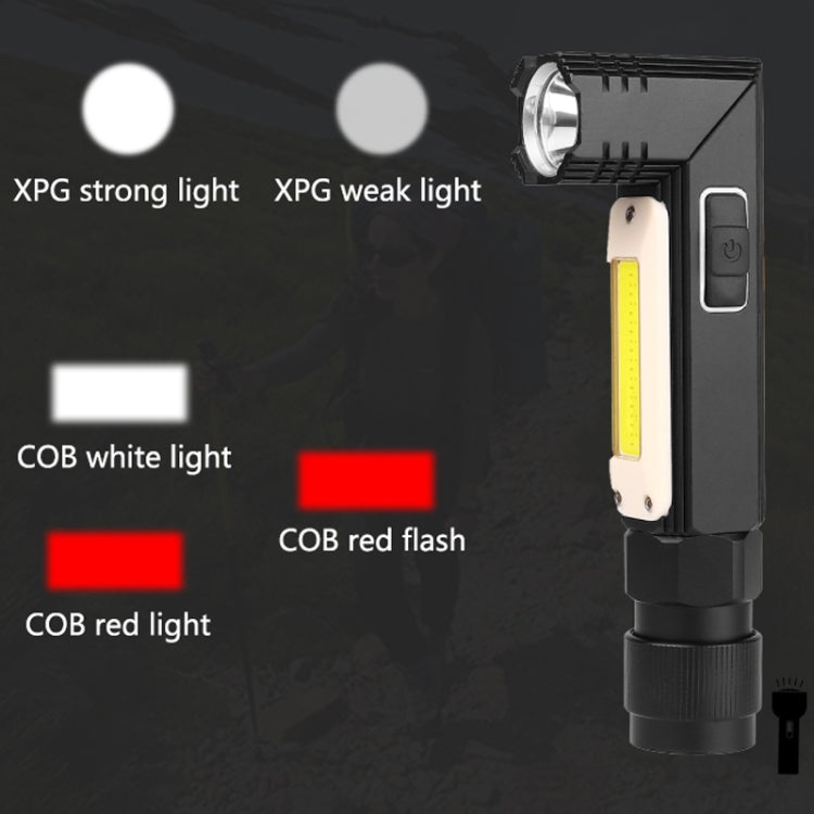 XPG+COB Red White Light USB Rechargeable Folding Strong Light Flashlight, Style: 3189A Large - LED Flashlight by buy2fix | Online Shopping UK | buy2fix