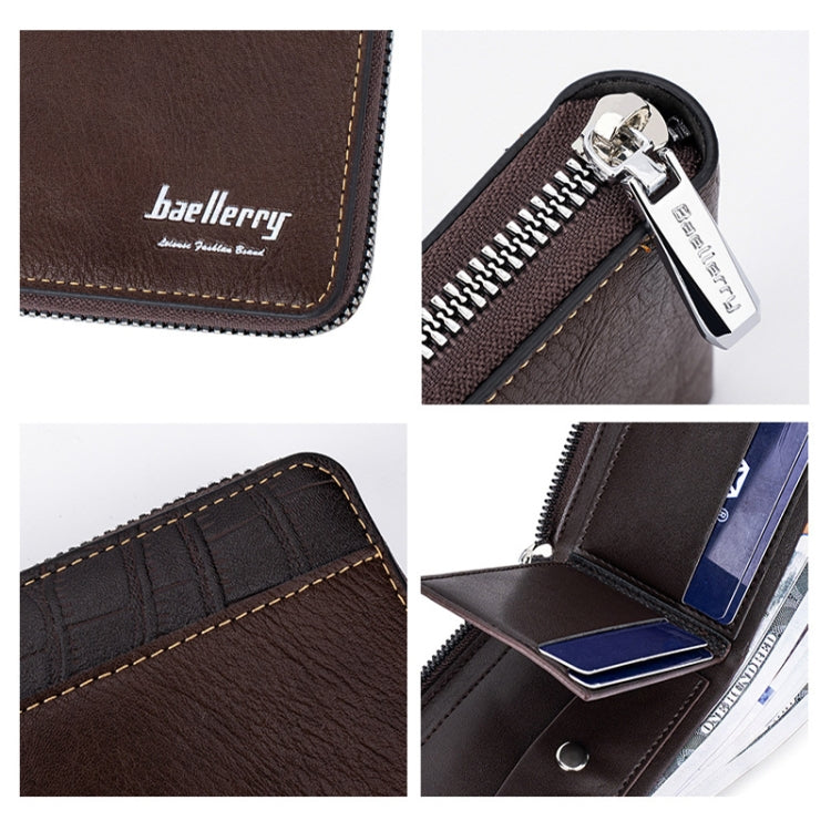 Baellerry D5101 RFID Anti-theft Spliced Short Wallet Retro Multi-card Zipper Coin Purse(Coffee) - Antimagnetic RFID Package by Baellerry | Online Shopping UK | buy2fix