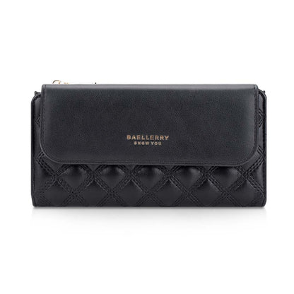 Baellerry N2403 Ladies Long Wallet with Multiple Card Slots Large Capacity Tri-fold Clutch Bag, Color: Black - Wallets by Baellerry | Online Shopping UK | buy2fix