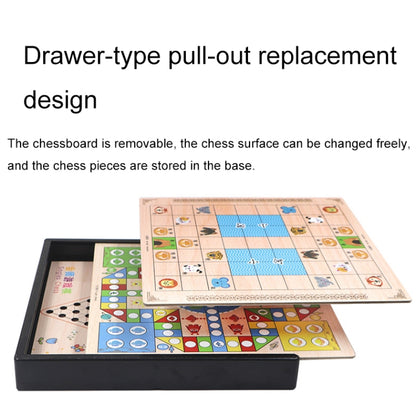 3 in 1 E Model Wooden Multifunctional Parent-Child Interactive Children Educational Chessboard Toy Set - Table Games by buy2fix | Online Shopping UK | buy2fix