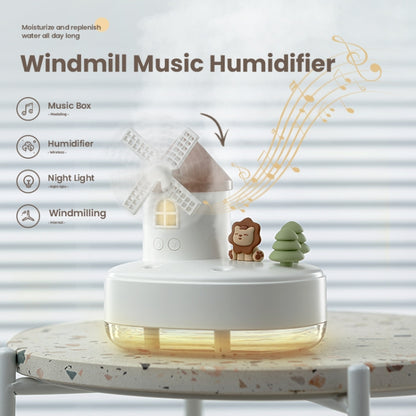 ZAY-H007 LED Light Double Spray Wireless Mini Desktop Windmill Music Humidifier(White) - Air Purifiers & Accessories by buy2fix | Online Shopping UK | buy2fix