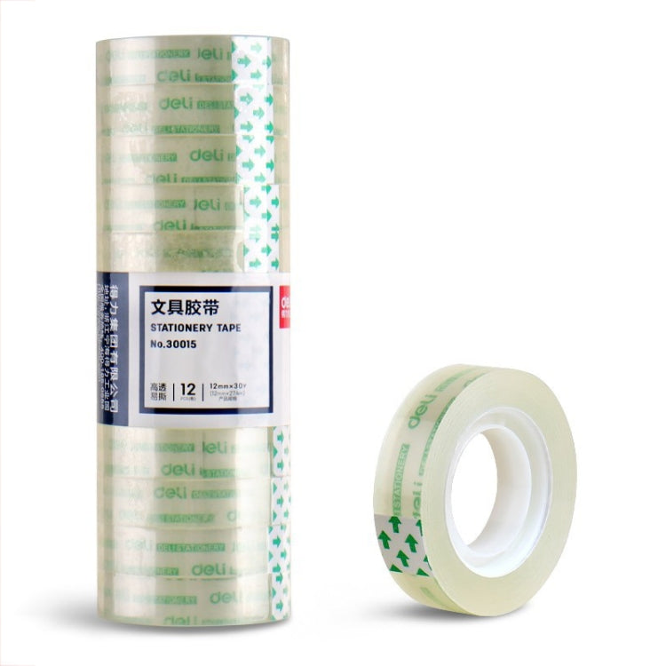 12 Rolls Width 1.2cm x Length 27.3m Deli Small High Viscosity Office Transparent Tape Student Stationery Tape - Tape & Solid glue by Deli | Online Shopping UK | buy2fix