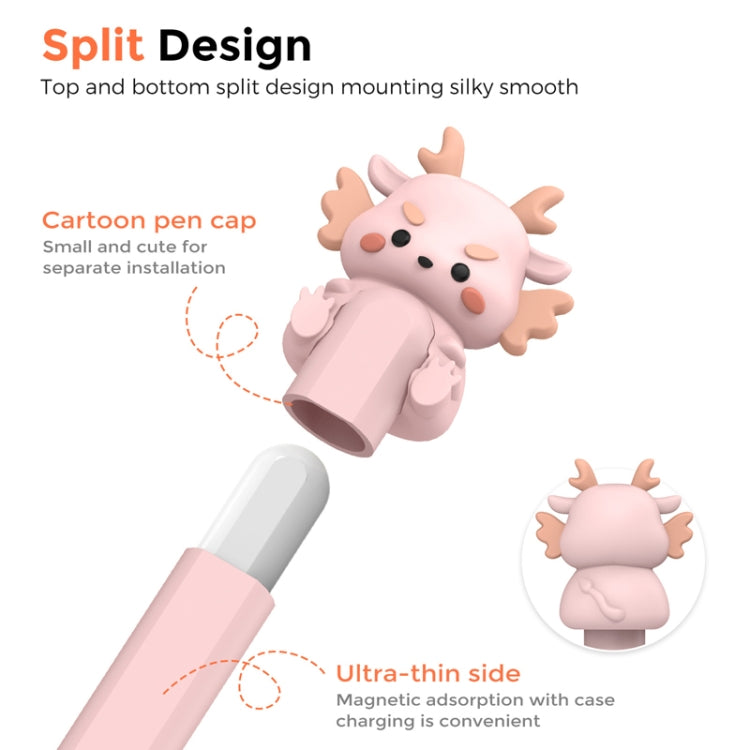 For Apple Pencil 2 AhaStyle Cartoon Dragon Pen Case Capacitive Stylus Silicone Cover(Pink) - Pencil Accessories by AhaStyle | Online Shopping UK | buy2fix