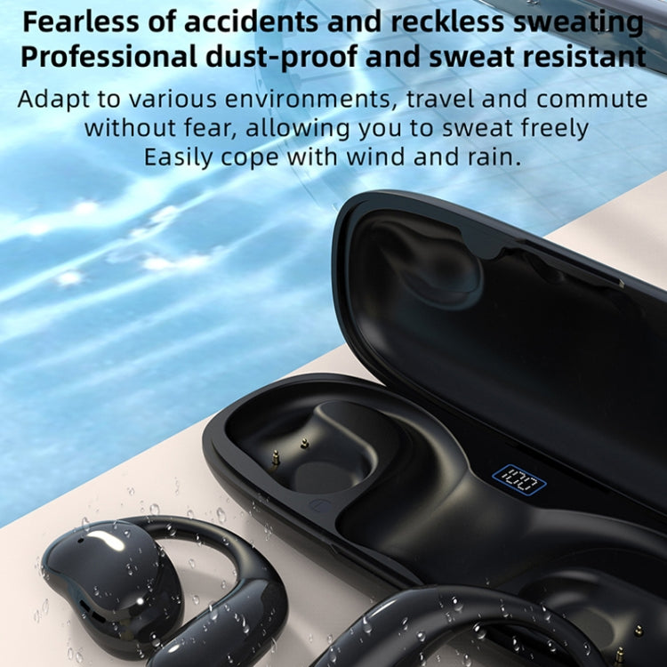 OWS Hanging Ear Bluetooth Earphones With Digital Display Charging Compartment(Black) - Bluetooth Earphone by buy2fix | Online Shopping UK | buy2fix