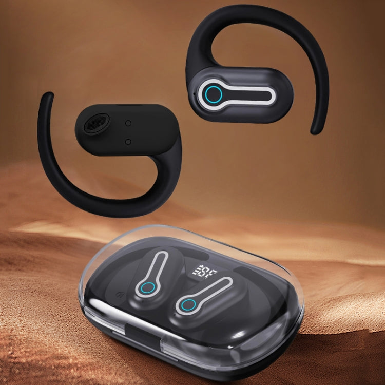 J31 OWS Hanging Ear Stereo Bluetooth Earphones With Digital Charging Compartment(Black) - Bluetooth Earphone by buy2fix | Online Shopping UK | buy2fix