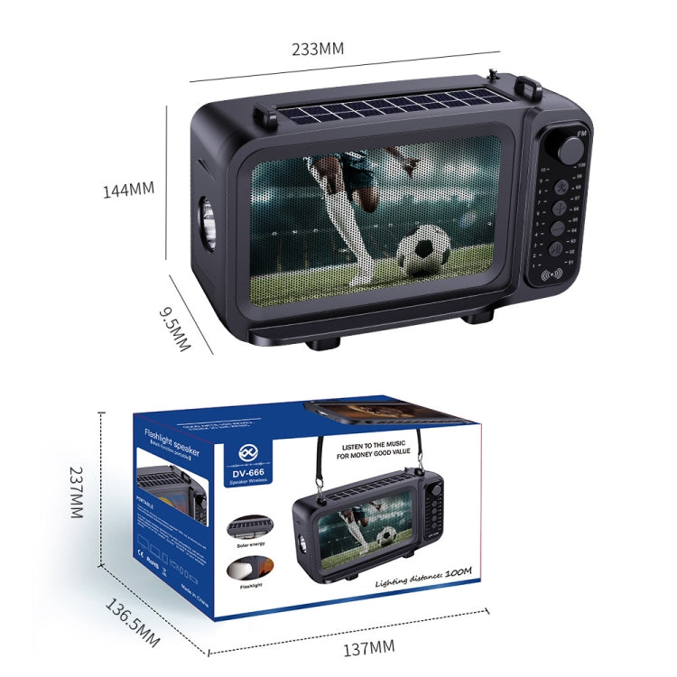 DV-666 Desktop Portable Solar Bluetooth Speaker Card FM Radio With Flashlight(Football) - Radio Player by buy2fix | Online Shopping UK | buy2fix