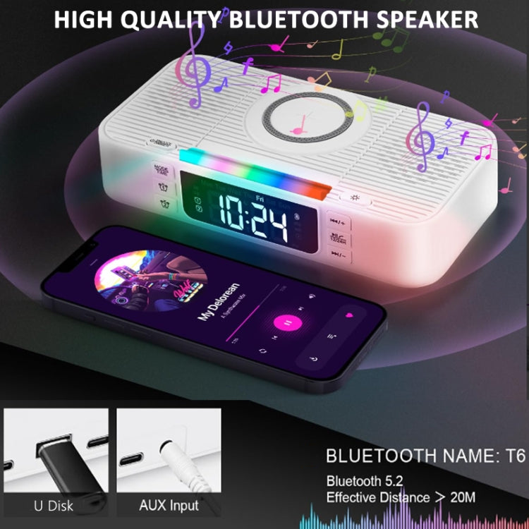 Digital Alarm Clock Wireless Charger Bluetooth Speaker RGB Night Light Cell Phone Stand(Black) - Desktop Speaker by buy2fix | Online Shopping UK | buy2fix