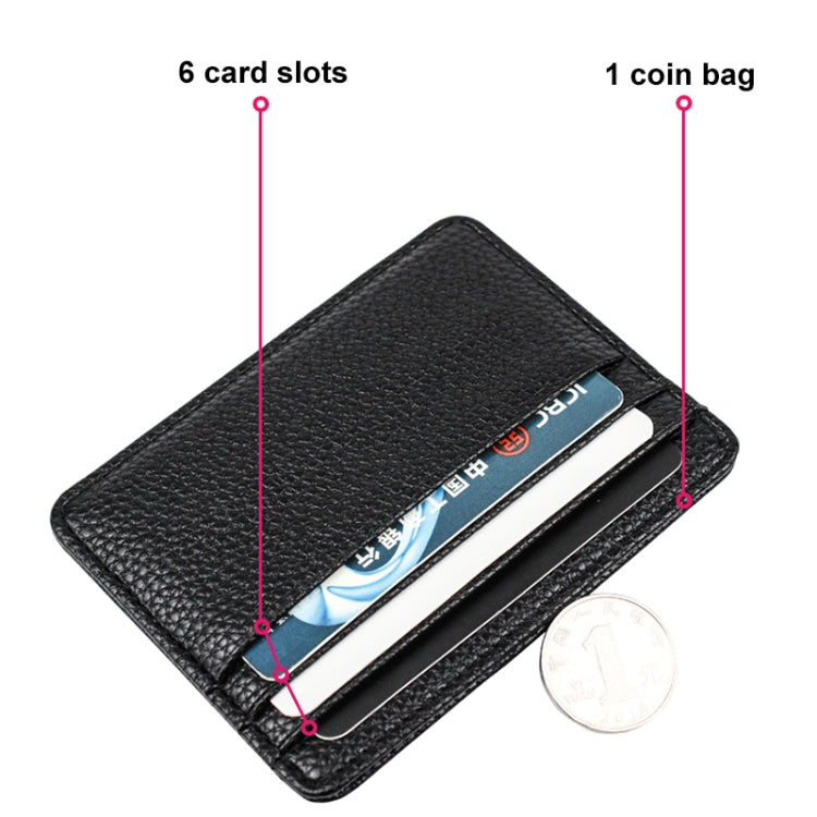 Lychee Pattern Multi-Card Slot Mini Card Holder Ultra-thin Coin Purse(Pink) - Card & Passport Bags by Pieru | Online Shopping UK | buy2fix