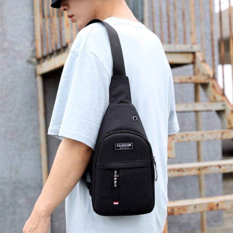 Men Chest Bag Casual Sports Shoulder Crossbody Bag Canvas Backpack(Black) - Single-shoulder Bags by buy2fix | Online Shopping UK | buy2fix