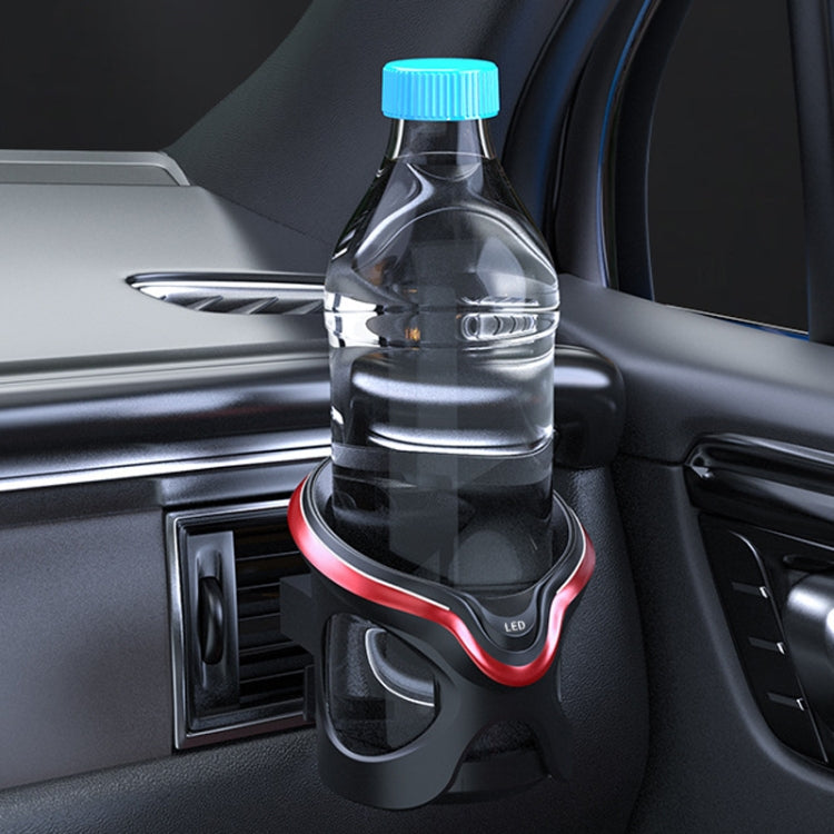 Car Cup Holder Air Conditioner Outlet Multifunctional Storage Rack, Color: Black Red LED Light - Car Drink Holders by buy2fix | Online Shopping UK | buy2fix