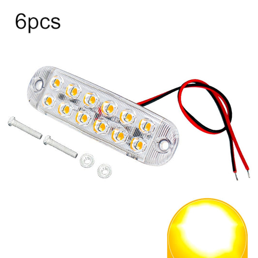 6pcs 12-Bead LED Flashing Warning Lights Motorcycle RV Signal Lights(Yellow Light) - Clearance Lights by buy2fix | Online Shopping UK | buy2fix