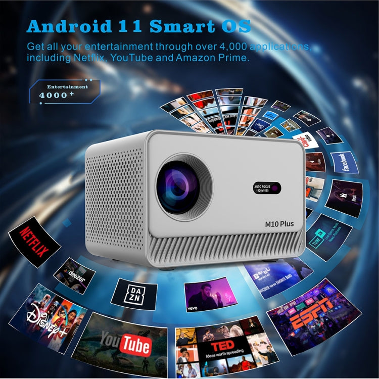 M10 Plus 1280x720P Projector 2.4G / 5G WIFI Bluetooth 5.2 Android 11 System Home Cinema UK Plug - Mini Projector by buy2fix | Online Shopping UK | buy2fix