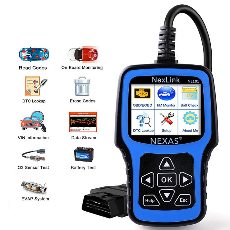 Nexas NL101 Universal OBD2 Scanner Diagnostic Tool & Battery Tester With OBDII - Code Readers & Scan Tools by Nexas | Online Shopping UK | buy2fix