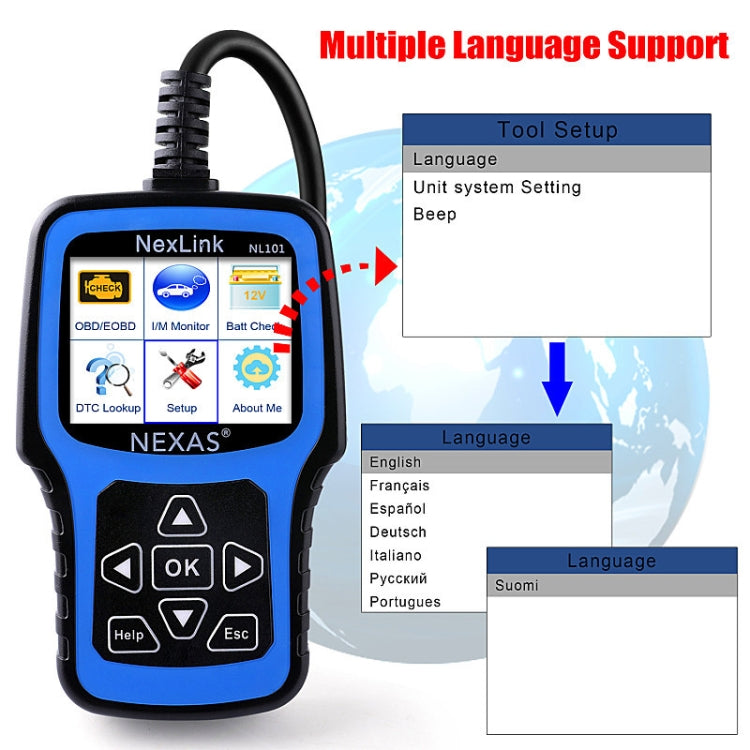 Nexas NL101 Universal OBD2 Scanner Diagnostic Tool & Battery Tester With OBDII - Code Readers & Scan Tools by Nexas | Online Shopping UK | buy2fix