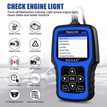 Nexas NL101 Universal OBD2 Scanner Diagnostic Tool & Battery Tester With OBDII - Code Readers & Scan Tools by Nexas | Online Shopping UK | buy2fix