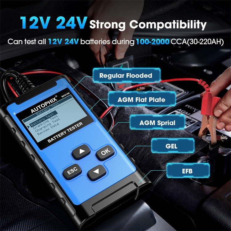 AUTOPHIX BAS100 12V / 24V 100-2000CCA Car Battery Test Analyzer - Electronic Test by AUTOPHIX | Online Shopping UK | buy2fix