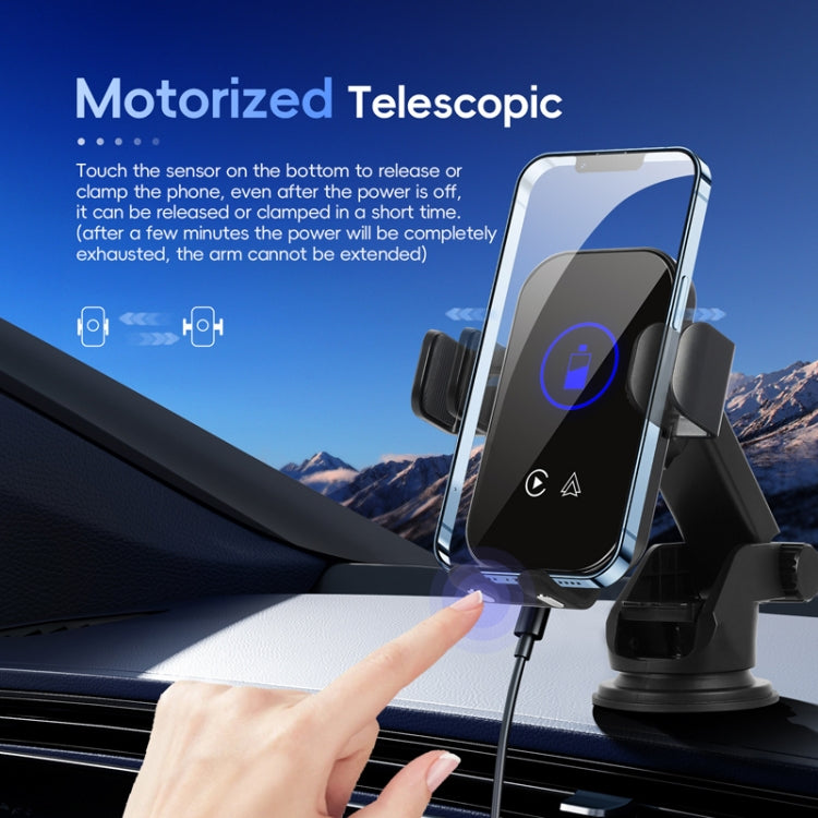 Fast Charging Retractable Recharging Cell Phone Holder With Wireless CarPlay Android Auto Function(Standard) - Wireless Charger Holders by buy2fix | Online Shopping UK | buy2fix