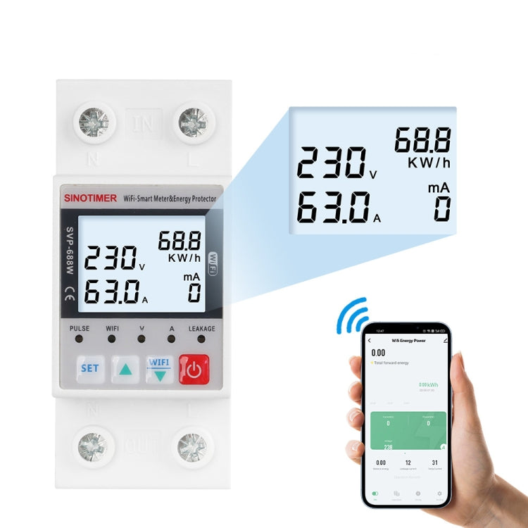 SINOTIMER SVP-688W-L  TUYA APP WiFi Smart Circuit Breaker Over Under Voltage Protector - Other Tester Tool by SINOTIMER | Online Shopping UK | buy2fix